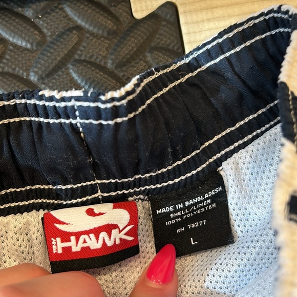 HAWK Tony Hawk Men's Swimming Trunks Blue & Off White Palm Leave Size L - Picture 6 of 7